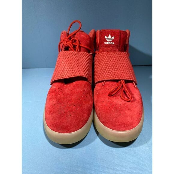 Adidas BB5039 Tubular Invader Red Suede Mid Top Sneaker Shoe Size 10.5 - Picture 2 of 7
